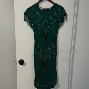 Amazing Vintage fully beaded silk cocktail gown